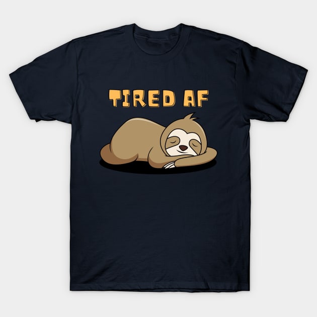 Tired AF Sleepy Sloth T-Shirt by Qkibrat